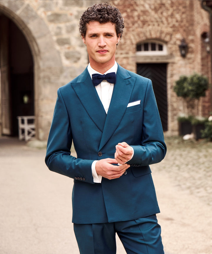 Formal 2 Pieces Mens Suit Flat Peak Lapel Tuxedos For Wedding (Blazer+Pants) mens event wear