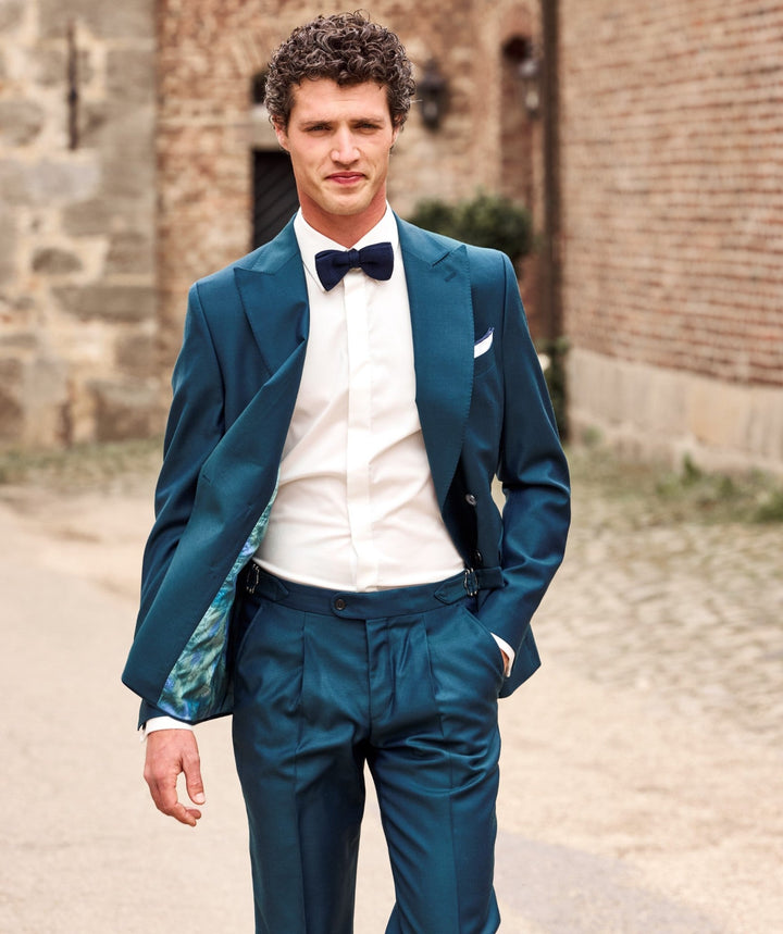 Formal 2 Pieces Mens Suit Flat Peak Lapel Tuxedos For Wedding (Blazer+Pants) mens event wear