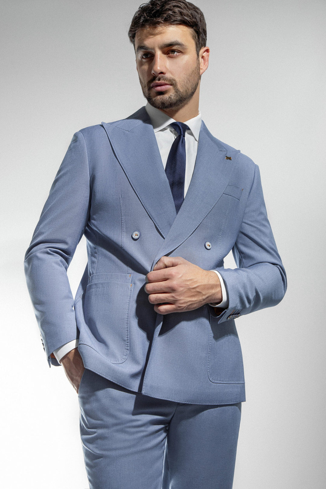 Formal 2 Pieces Mens Suit Flat Peak Lapel Tuxedos For Wedding (Blazer+Pants) mens event wear