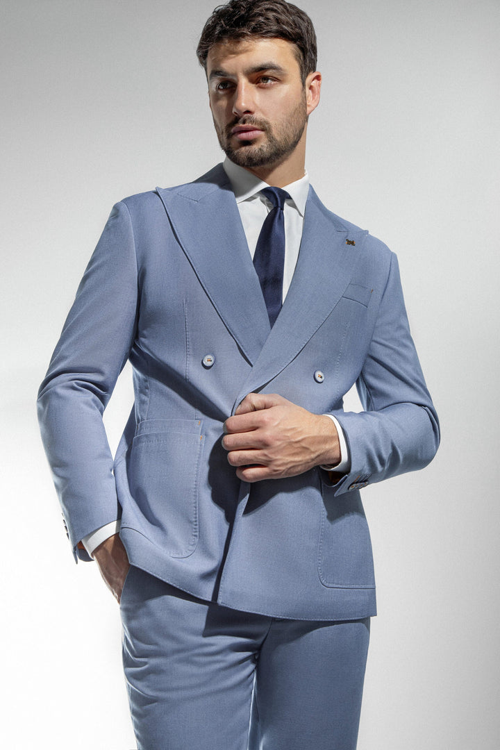 Formal 2 Pieces Mens Suit Flat Peak Lapel Tuxedos For Wedding (Blazer+Pants) mens event wear