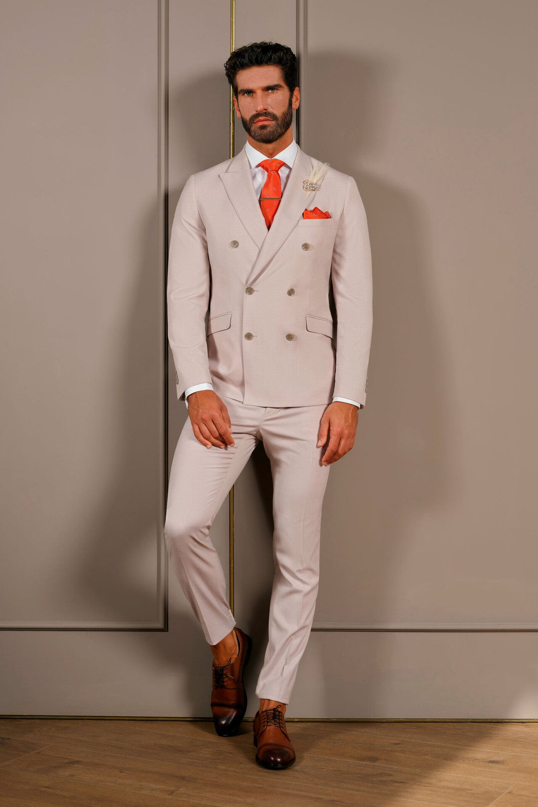 Formal 2 Pieces Mens Suit Flat Peak Lapel Tuxedos For Wedding (Blazer+Pants) mens event wear