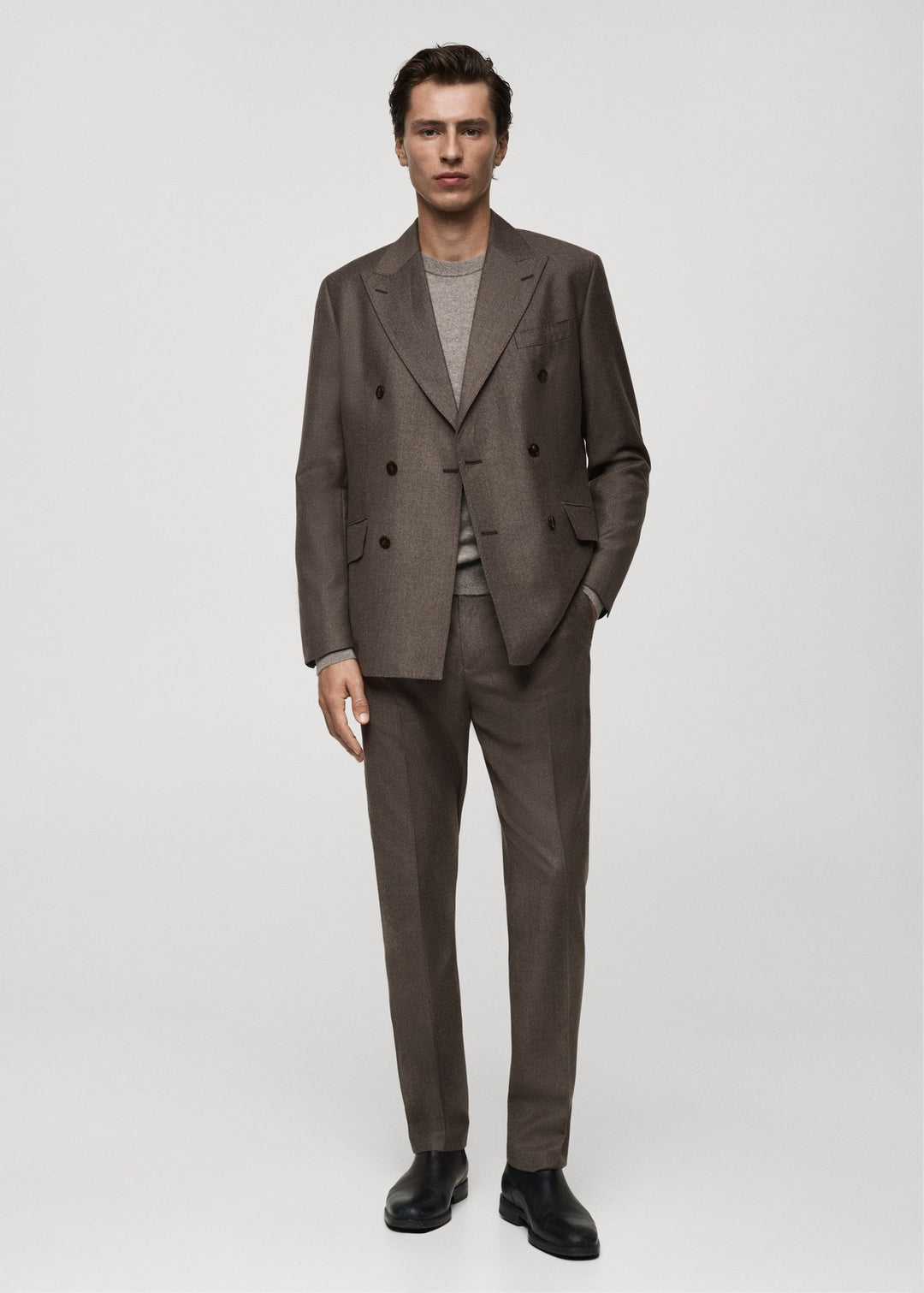 Formal 2 Pieces Mens Suit Flat Peak Lapel Tuxedos For Wedding (Blazer+Pants) mens event wear