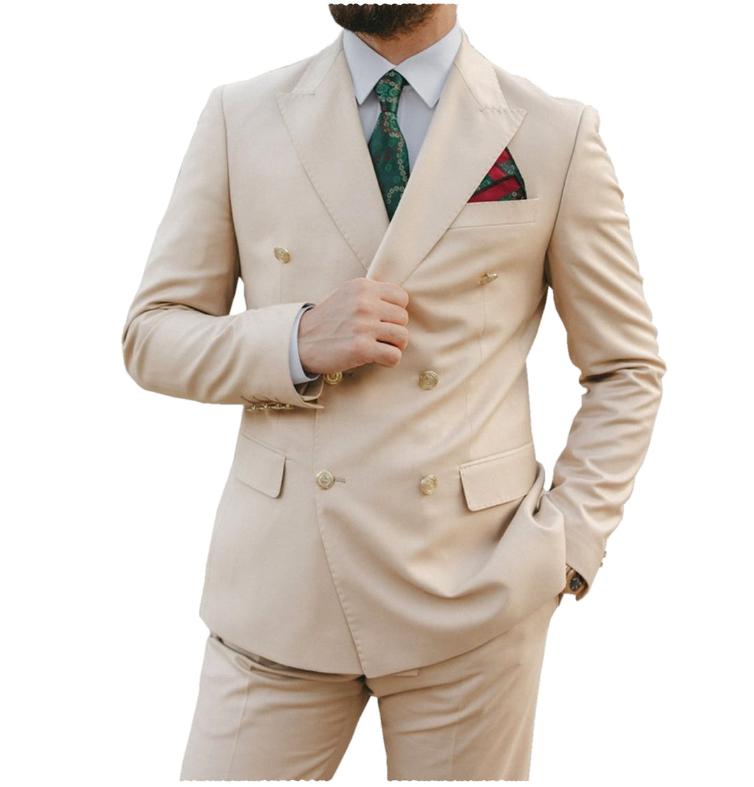 Formal 2 Pieces Mens Suit Flat Peak Lapel Tuxedos For Wedding (Blazer+Pants) mens event wear