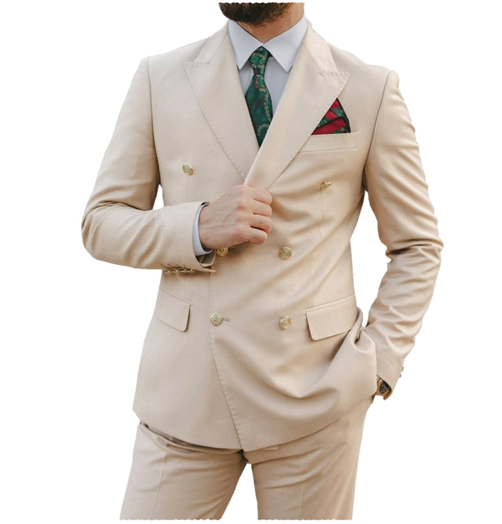 Formal 2 Pieces Mens Suit Flat Peak Lapel Tuxedos For Wedding (Blazer+Pants) mens event wear