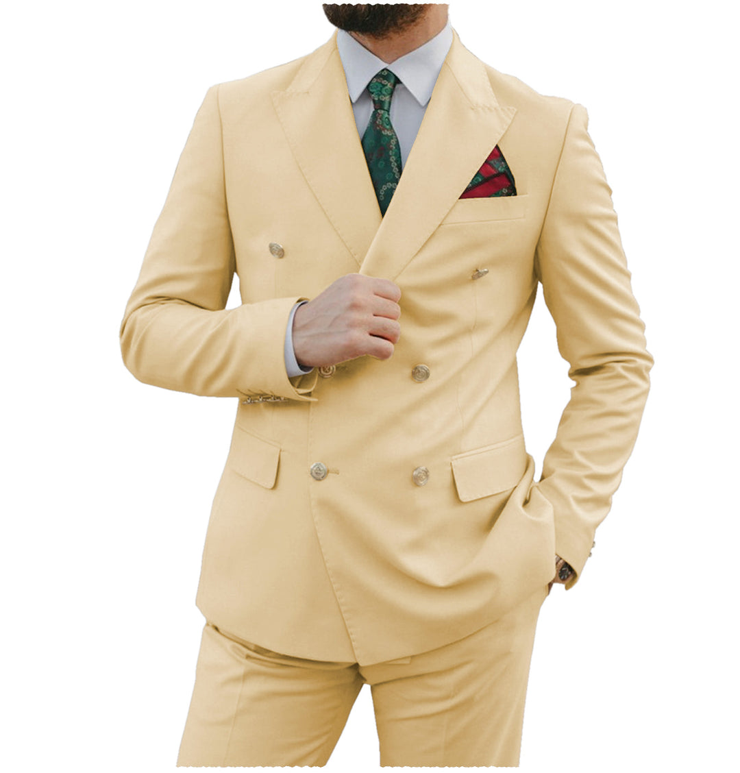 Formal 2 Pieces Mens Suit Flat Peak Lapel Tuxedos For Wedding (Blazer+Pants) mens event wear