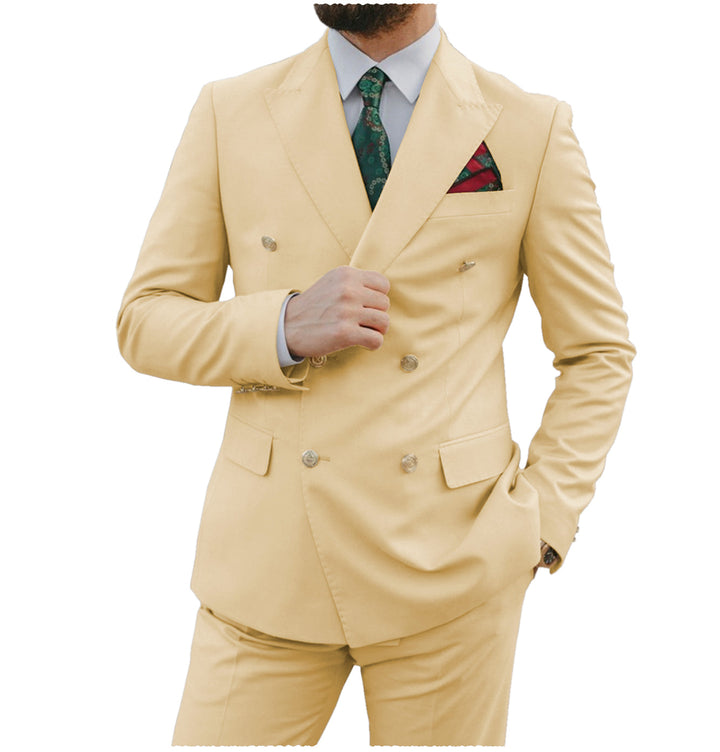 Formal 2 Pieces Mens Suit Flat Peak Lapel Tuxedos For Wedding (Blazer+Pants) mens event wear