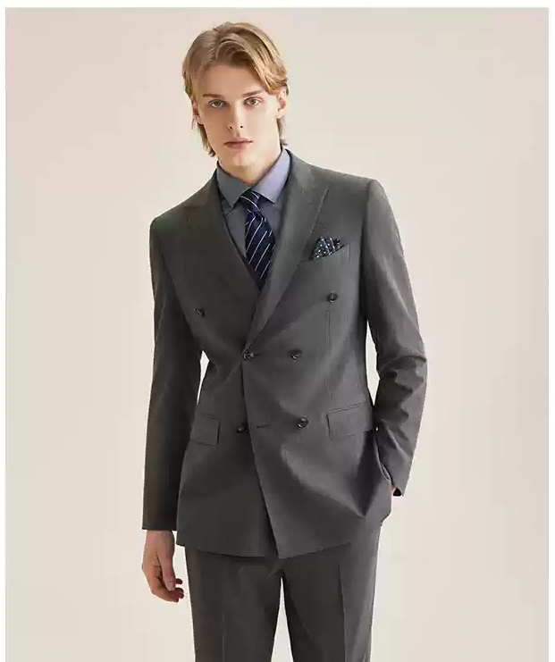 Formal 2 Pieces Mens Suit Flat Peak Lapel Tuxedos For Wedding (Blazer+ Vest + Pants) mens event wear