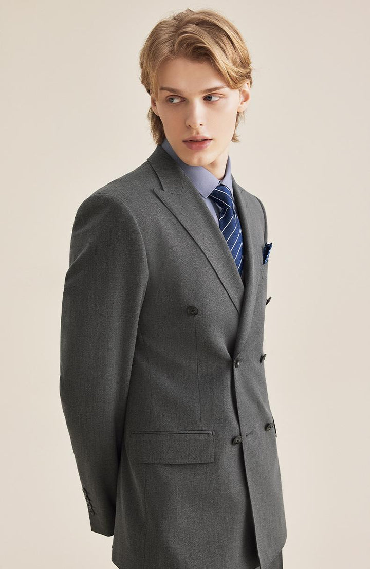 Formal 2 Pieces Mens Suit Flat Peak Lapel Tuxedos For Wedding (Blazer+ Vest + Pants) mens event wear