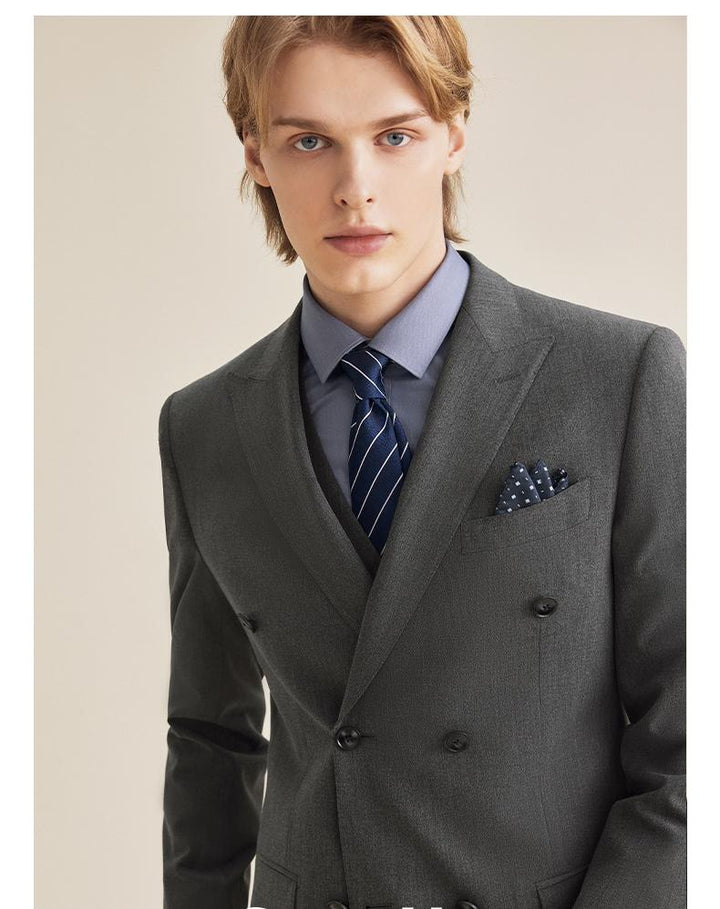 Formal 2 Pieces Mens Suit Flat Peak Lapel Tuxedos For Wedding (Blazer+ Vest + Pants) mens event wear