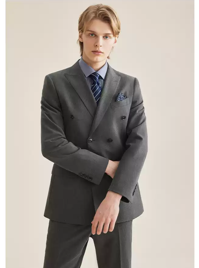 Formal 2 Pieces Mens Suit Flat Peak Lapel Tuxedos For Wedding (Blazer+ Vest + Pants) mens event wear