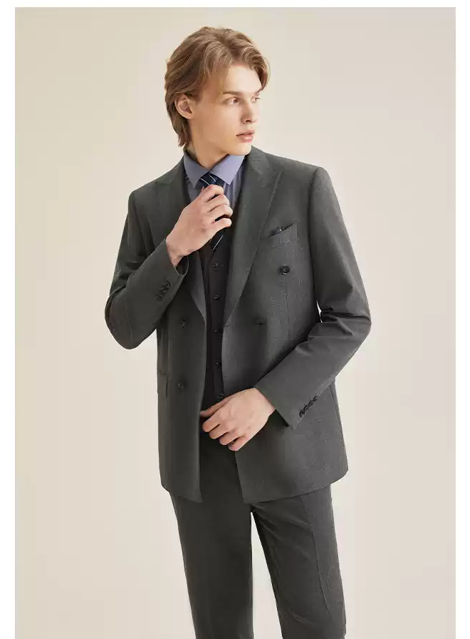 Formal 2 Pieces Mens Suit Flat Peak Lapel Tuxedos For Wedding (Blazer+ Vest + Pants) mens event wear