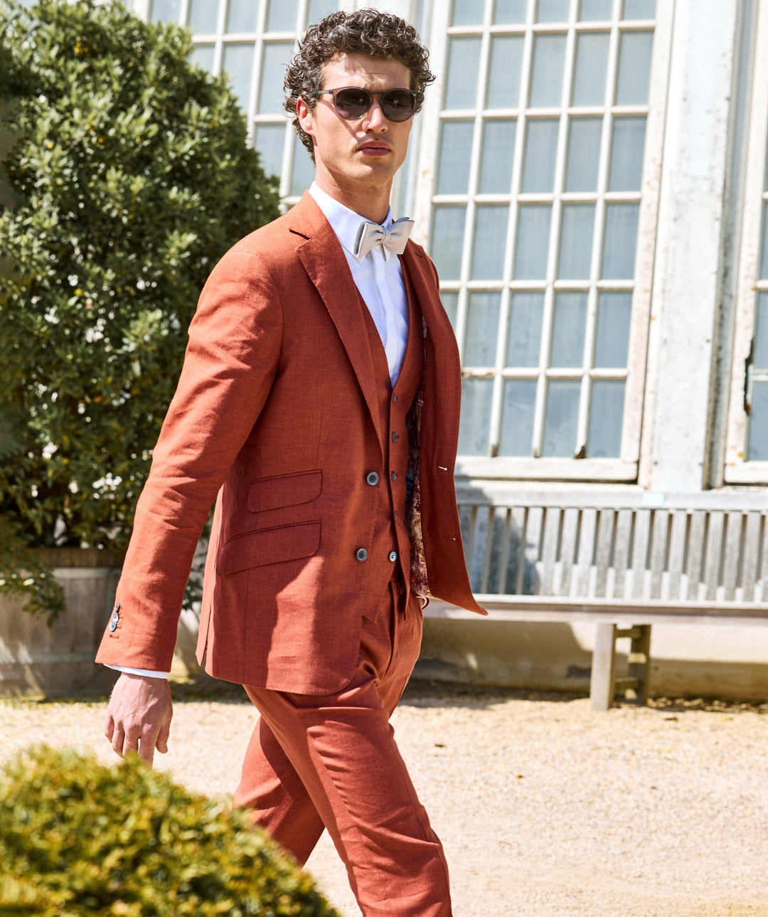 Formal 3 Pieces Mens Suit Flat Linen Notch Lapel Suit(Blazer+Vest+Pants) mens event wear