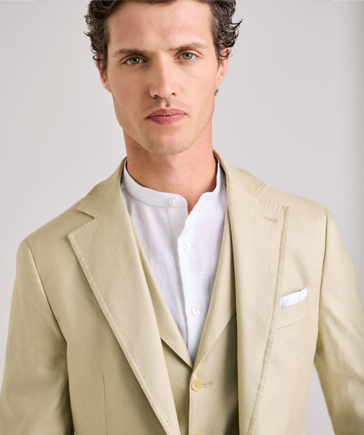 Formal 3 Pieces Mens Suit Flat Linen Notch Lapel Suit(Blazer+Vest+Pants) mens event wear