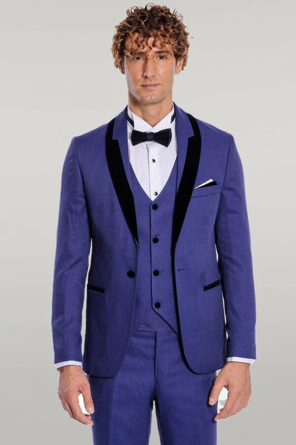 Formal 3 Pieces Mens Suit Flat Shawl Lapel Tuxedos (Blazer+vest+Pants) mens event wear