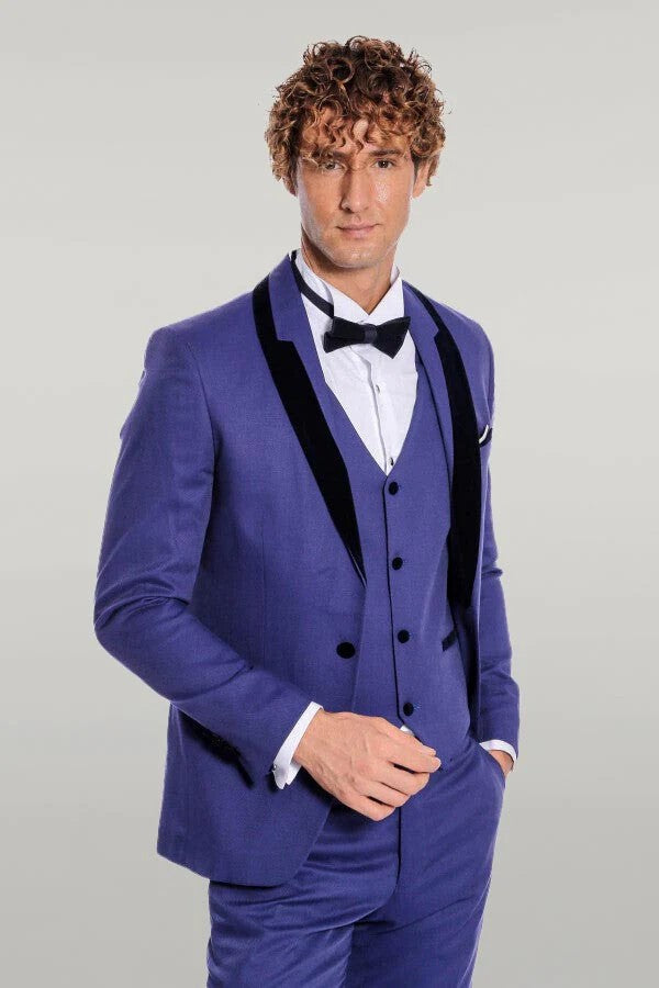 Formal 3 Pieces Mens Suit Flat Shawl Lapel Tuxedos (Blazer+vest+Pants) mens event wear