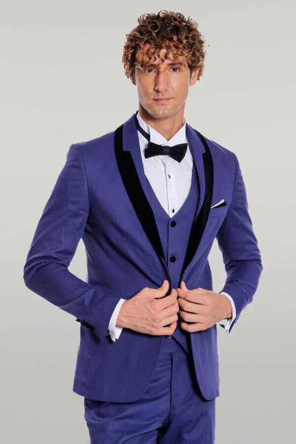 Formal 3 Pieces Mens Suit Flat Shawl Lapel Tuxedos (Blazer+vest+Pants) mens event wear