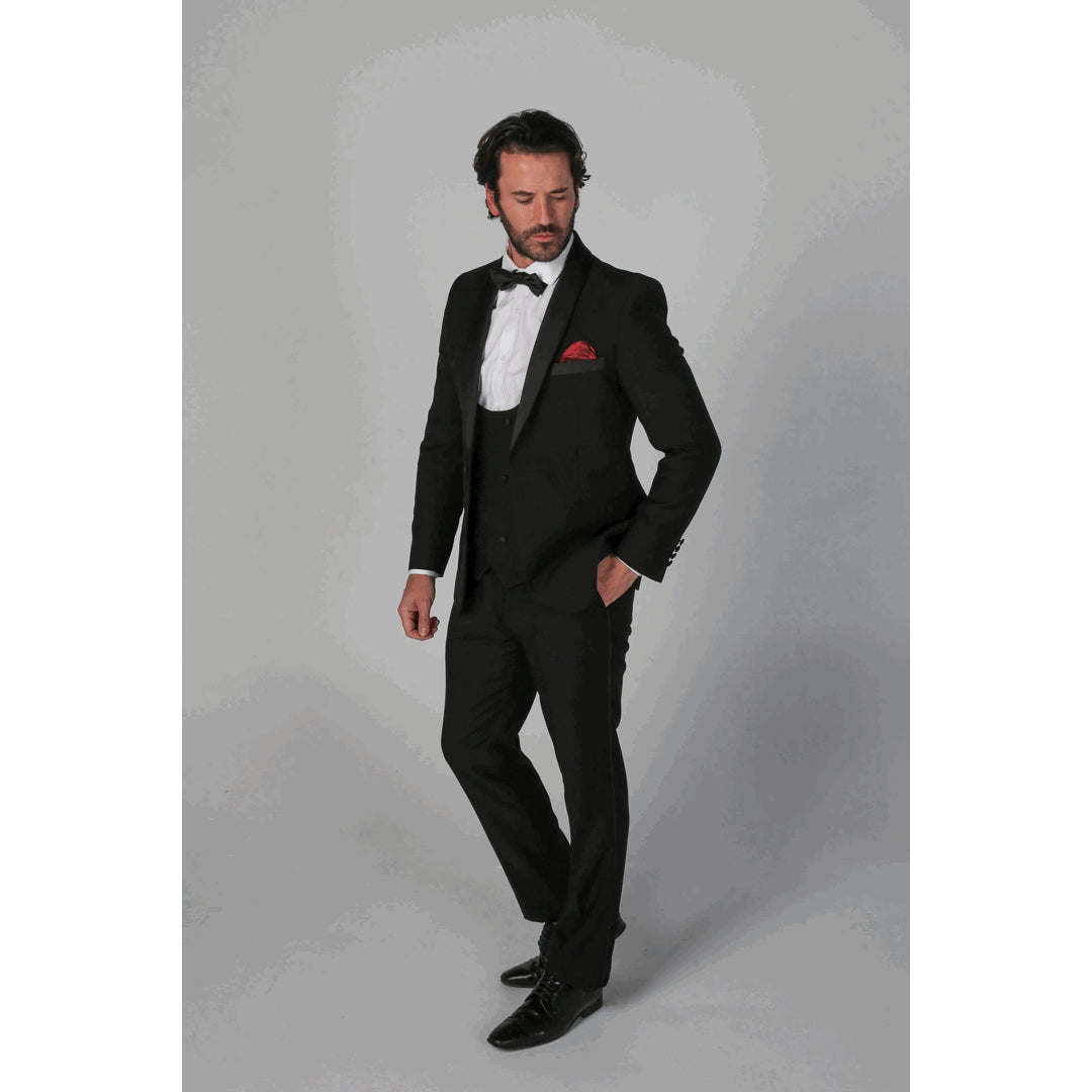 Formal 3 Pieces Mens Suit Flat Shawl Lapel Tuxedos (Blazer+vest+Pants) mens event wear