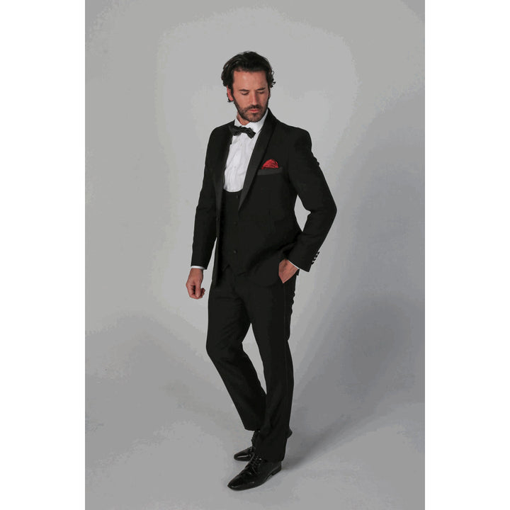 Formal 3 Pieces Mens Suit Flat Shawl Lapel Tuxedos (Blazer+vest+Pants) mens event wear