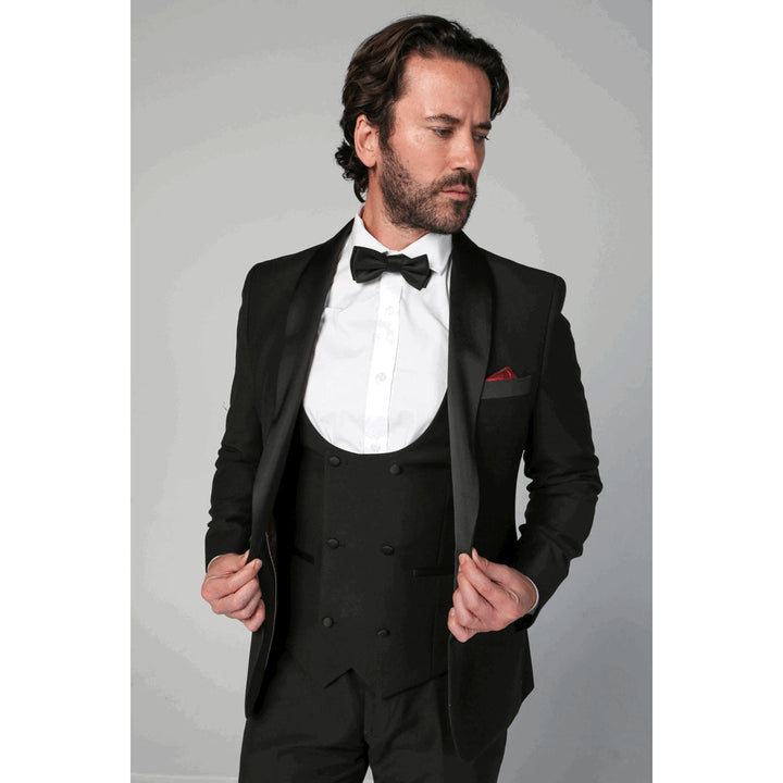 Formal 3 Pieces Mens Suit Flat Shawl Lapel Tuxedos (Blazer+vest+Pants) mens event wear