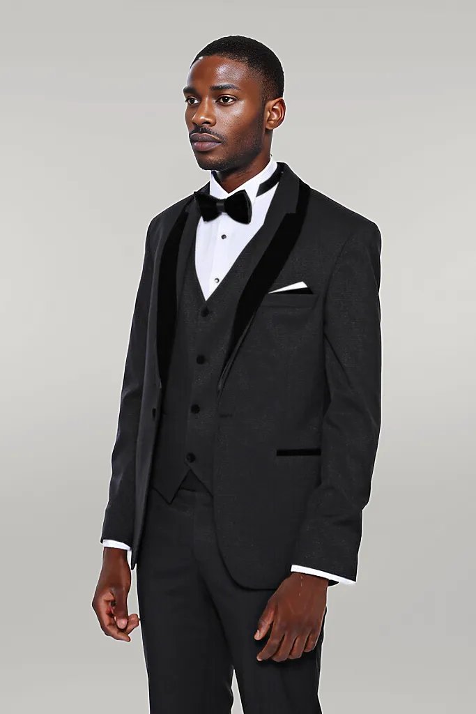 Formal 3 Pieces Mens Suit Flat Shawl Lapel Tuxedos (Blazer+vest+Pants) mens event wear