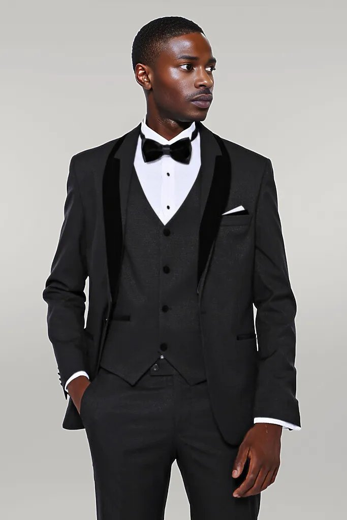 Formal 3 Pieces Mens Suit Flat Shawl Lapel Tuxedos (Blazer+vest+Pants) mens event wear