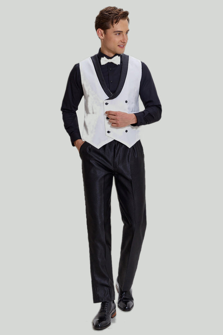 Formal 3 Pieces Mens Suit Flat Shawl Lapel Tuxedos (Blazer+vest+Pants) mens event wear