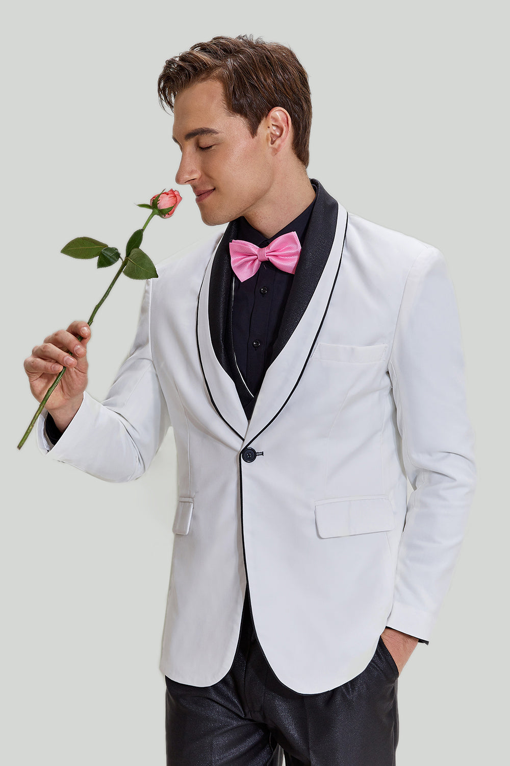 Formal 3 Pieces Mens Suit Flat Shawl Lapel Tuxedos (Blazer+vest+Pants) mens event wear