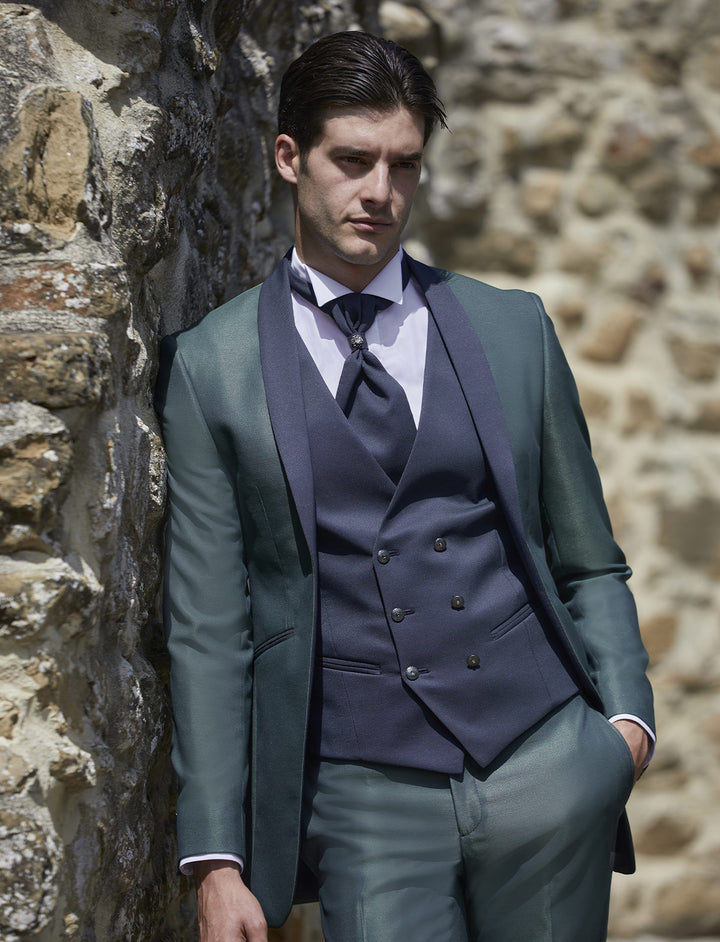 Formal 3 Pieces Mens Suit Flat Shawl Lapel Tuxedos (Blazer+vest+Pants) mens event wear