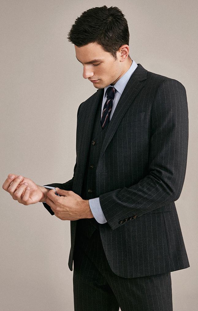 Formal Men's 2 Pieces Mens Suit Notch Lapel Striped Tuxedos (Blazer+Vest+Pants) mens event wear