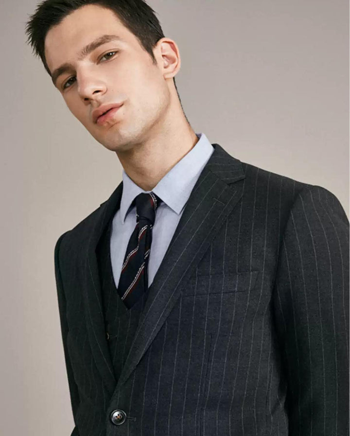 Formal Men's 2 Pieces Mens Suit Notch Lapel Striped Tuxedos (Blazer+Vest+Pants) mens event wear