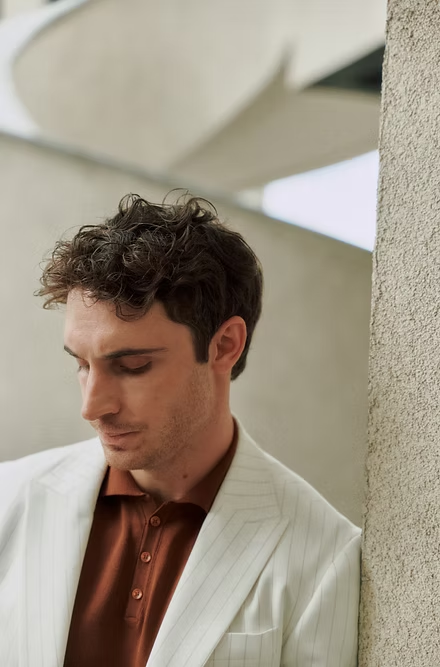 Formal Men's 2 Pieces Mens Suit Peak Lapel Striped Tuxedos (Blazer+Pants) mens event wear