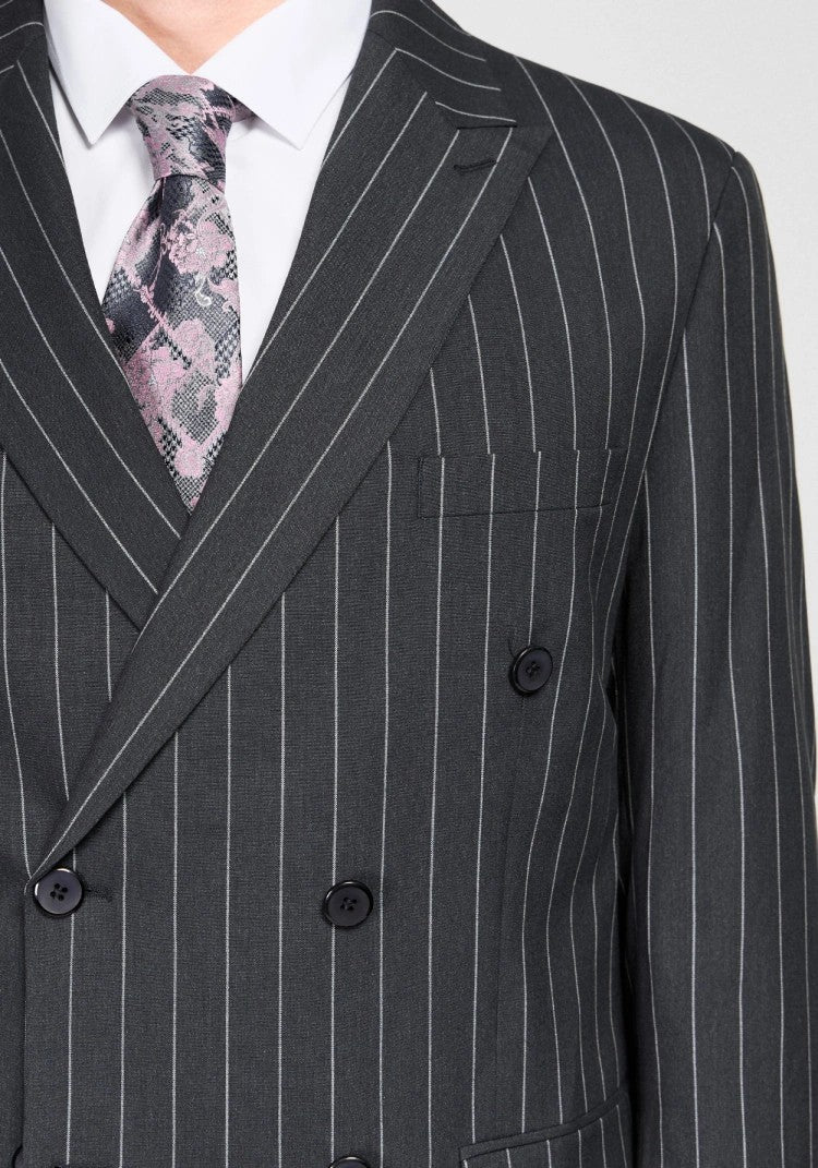 Formal Men's 2 Pieces Mens Suit Peak Lapel Striped Tuxedos (Blazer+Pants) mens event wear