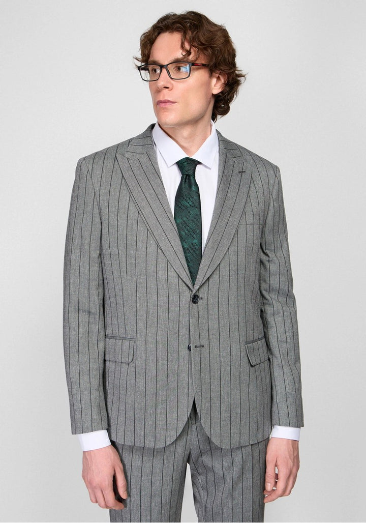 Formal Men's 2 Pieces Mens Suit Peak Lapel Striped Tuxedos (Blazer+Pants) mens event wear