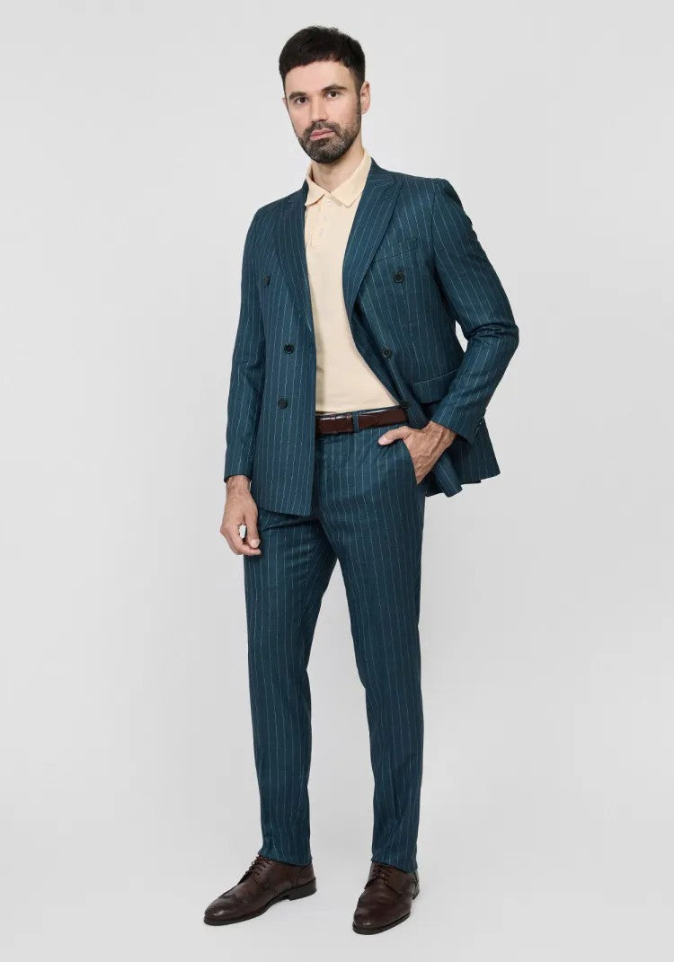 Formal Men's 2 Pieces Mens Suit Peak Lapel Striped Tuxedos (Blazer+Pants) mens event wear