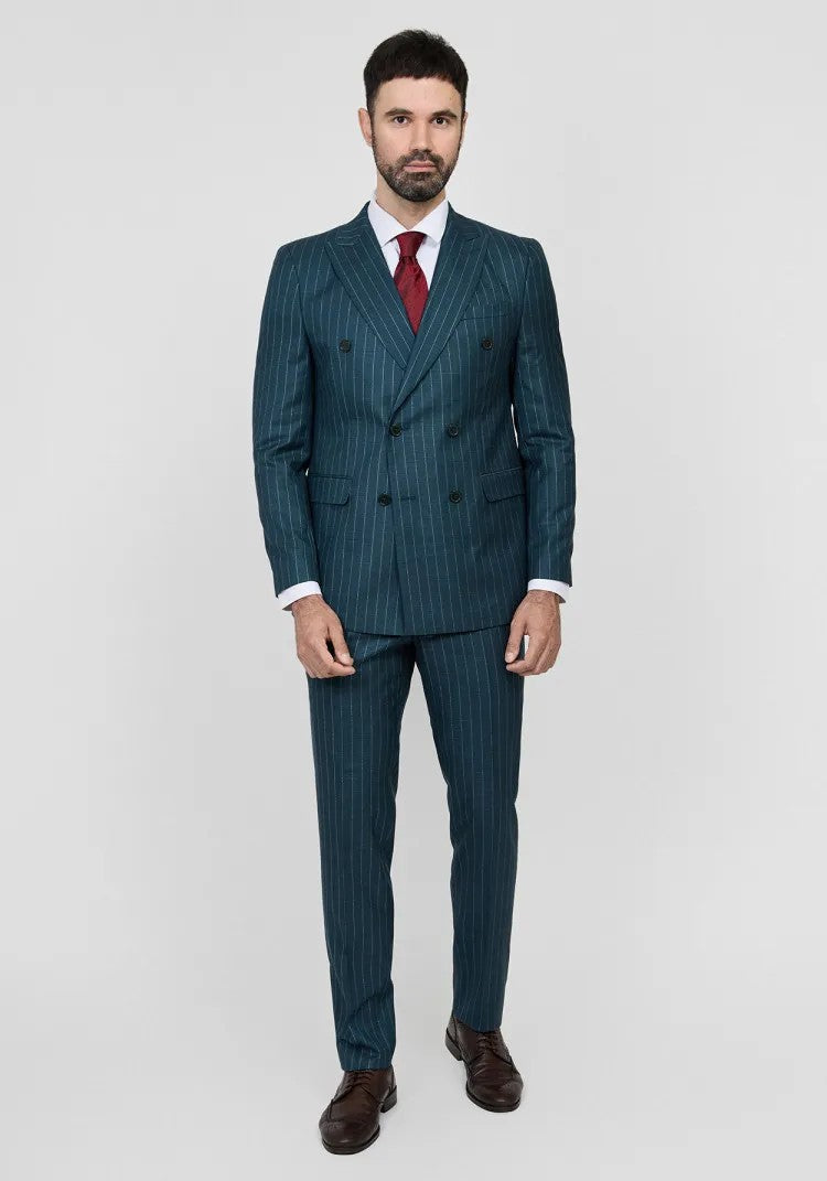 Formal Men's 2 Pieces Mens Suit Peak Lapel Striped Tuxedos (Blazer+Pants) mens event wear