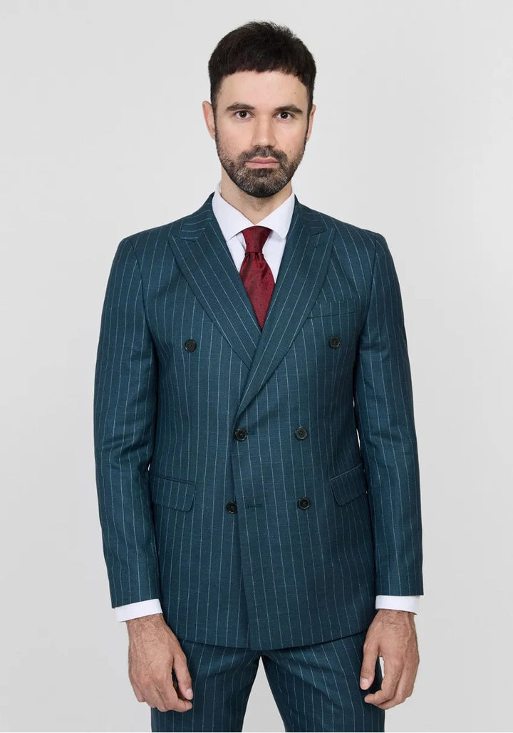 Formal Men's 2 Pieces Mens Suit Peak Lapel Striped Tuxedos (Blazer+Pants) mens event wear