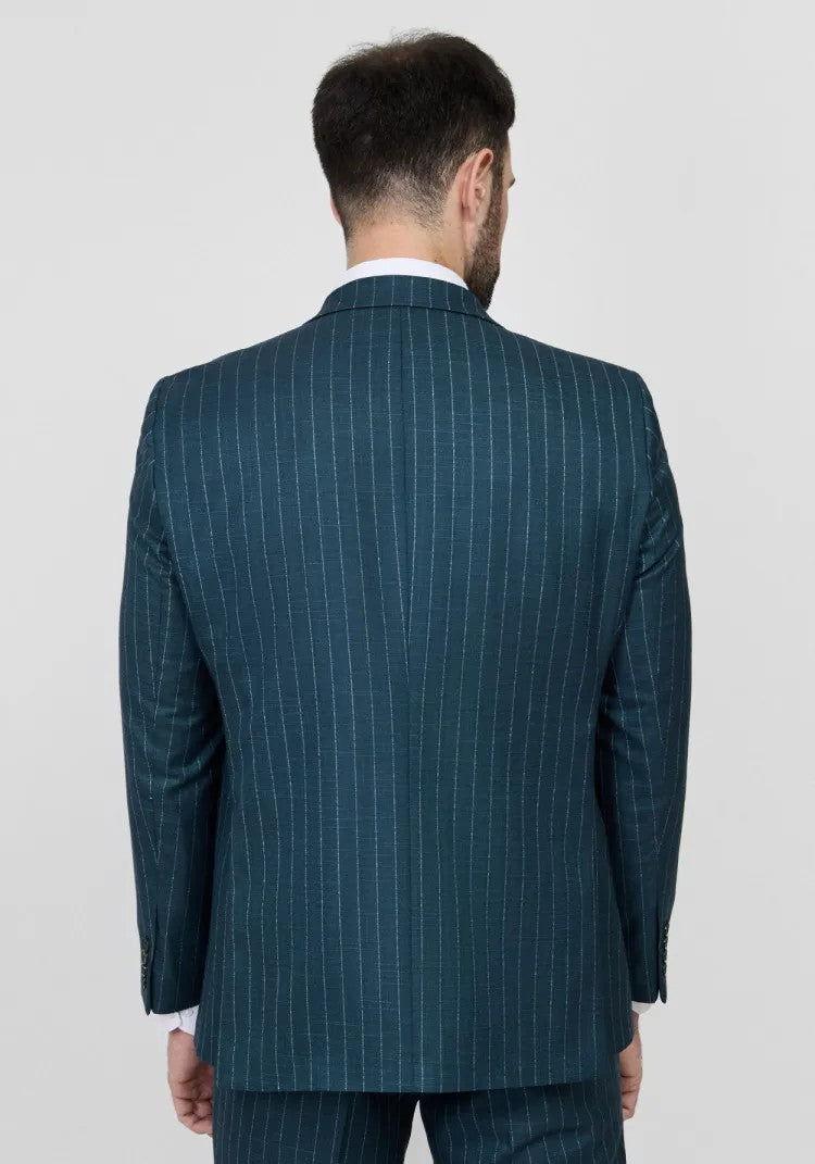 Formal Men's 2 Pieces Mens Suit Peak Lapel Striped Tuxedos (Blazer+Pants) mens event wear