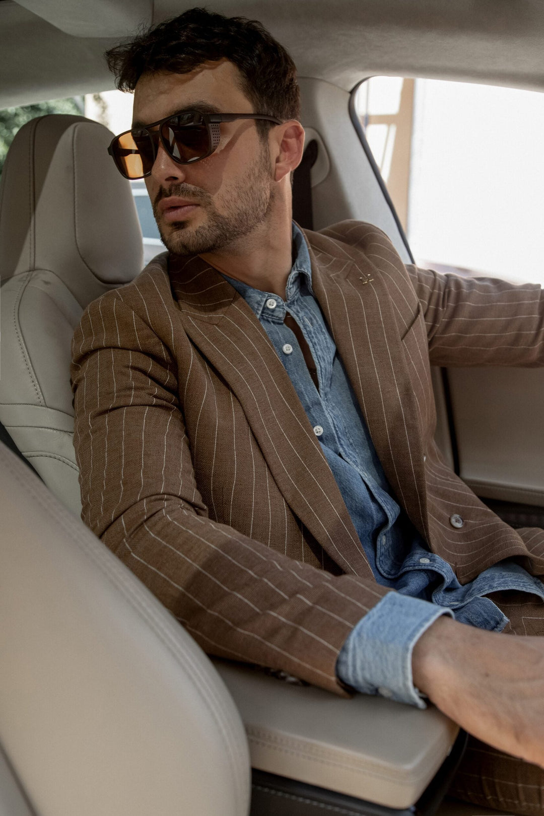 Formal Men's 2 Pieces Mens Suit Peak Lapel Striped Tuxedos (Blazer+Pants) mens event wear