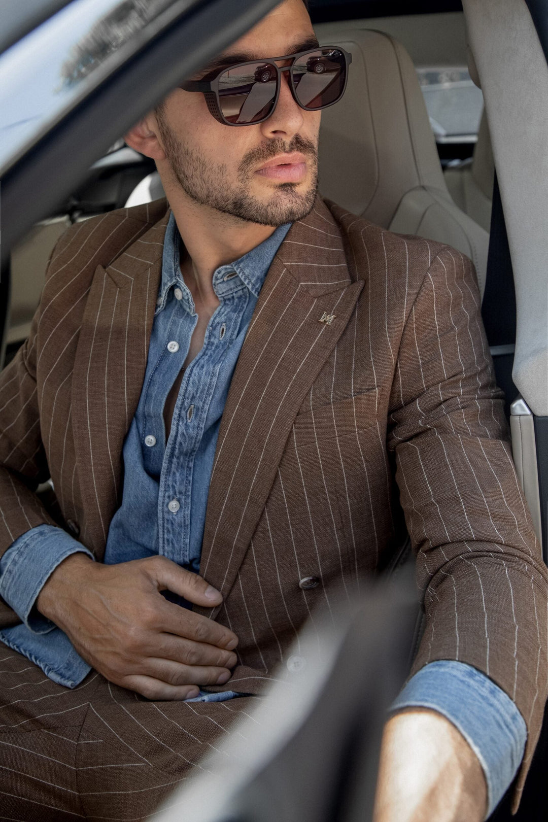 Formal Men's 2 Pieces Mens Suit Peak Lapel Striped Tuxedos (Blazer+Pants) mens event wear