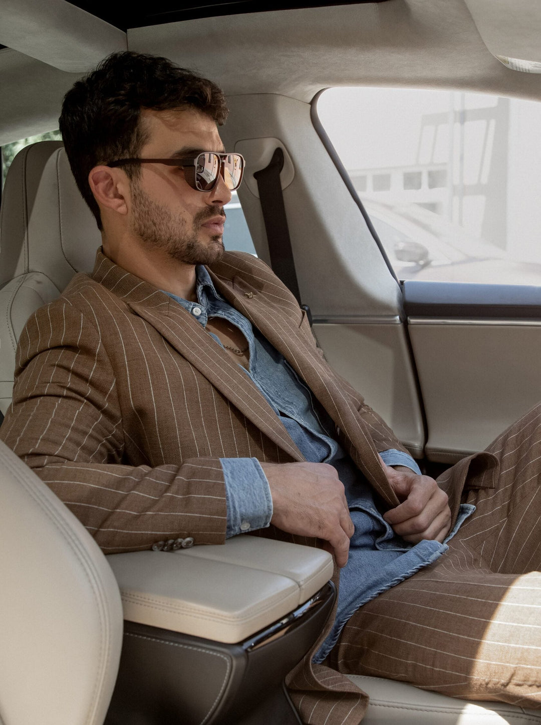 Formal Men's 2 Pieces Mens Suit Peak Lapel Striped Tuxedos (Blazer+Pants) mens event wear