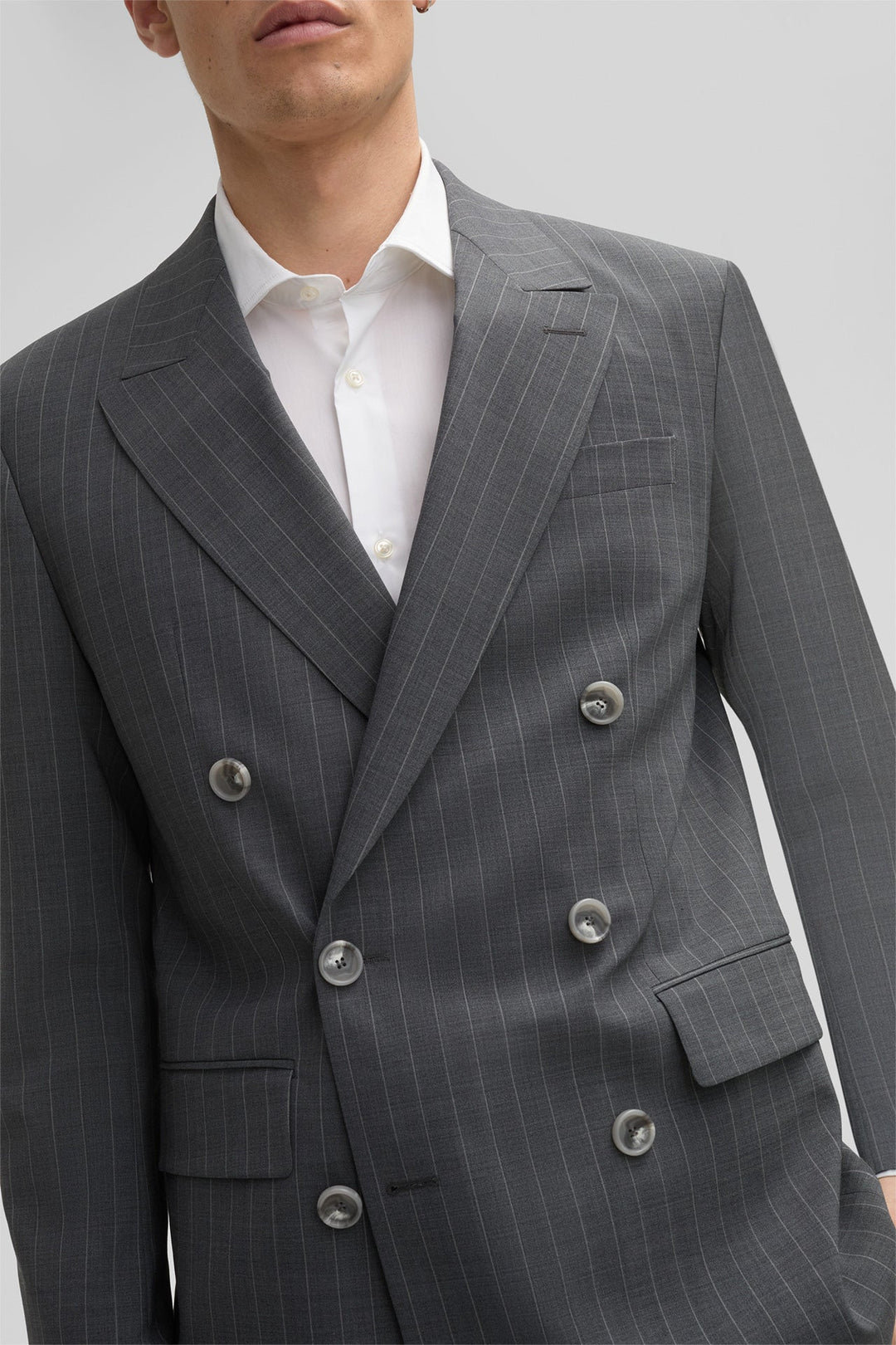 Formal Men's 2 Pieces Mens Suit Peak Lapel Striped Tuxedos (Blazer+Pants) mens event wear