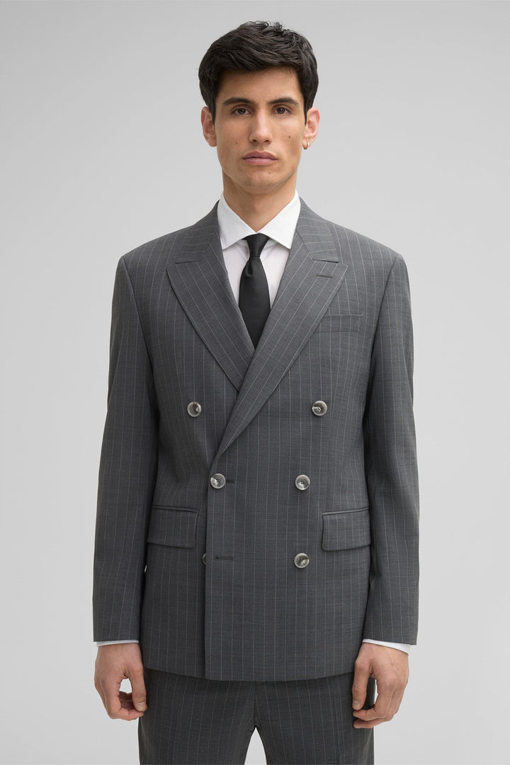 Formal Men's 2 Pieces Mens Suit Peak Lapel Striped Tuxedos (Blazer+Pants) mens event wear