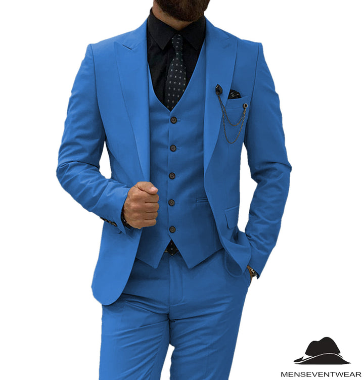 Formal Men's 3 Pieces Flat Slim Fit Peak Lapel Tuxedos For wedding (Blazer+vest+Pants) mens event wear
