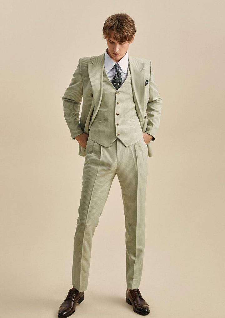 Formal Men's 3 Pieces Mens Suit Notch Lapel Striped Tuxedos (Blazer+Vest+Pants) mens event wear