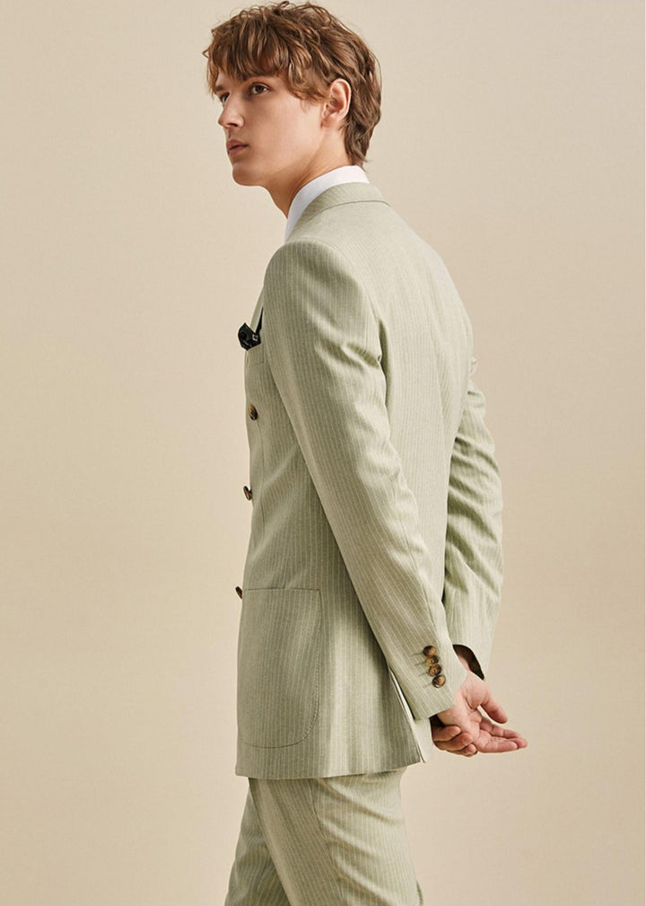 Formal Men's 3 Pieces Mens Suit Notch Lapel Striped Tuxedos (Blazer+Vest+Pants) mens event wear