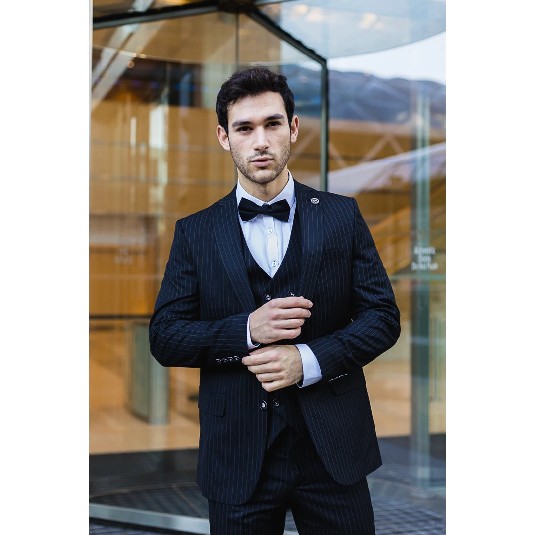 Formal Men's 3 Pieces Mens Suit Notch Lapel Striped Tuxedos (Blazer+Vest+Pants) mens event wear