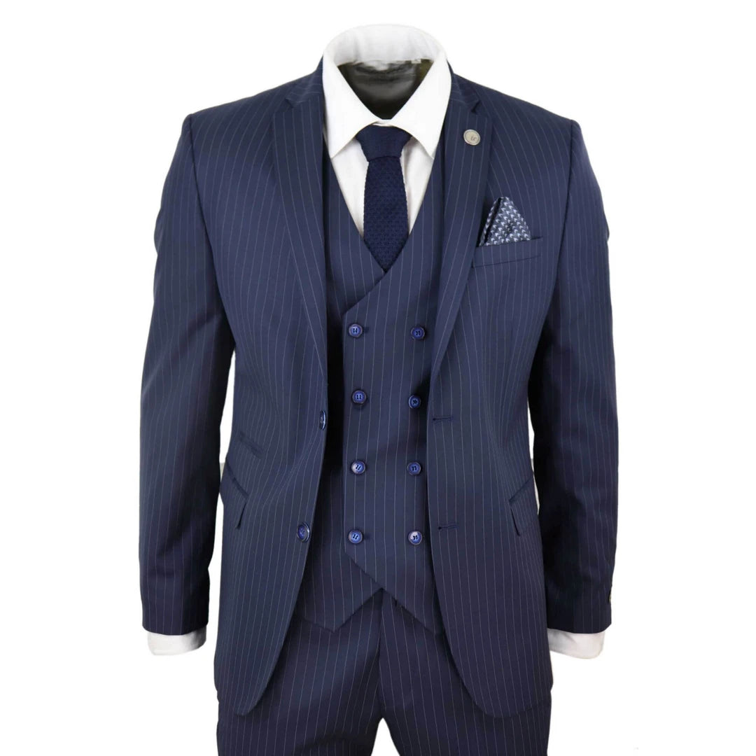 Formal Men's 3 Pieces Mens Suit Notch Lapel Striped Tuxedos (Blazer+Vest+Pants) mens event wear