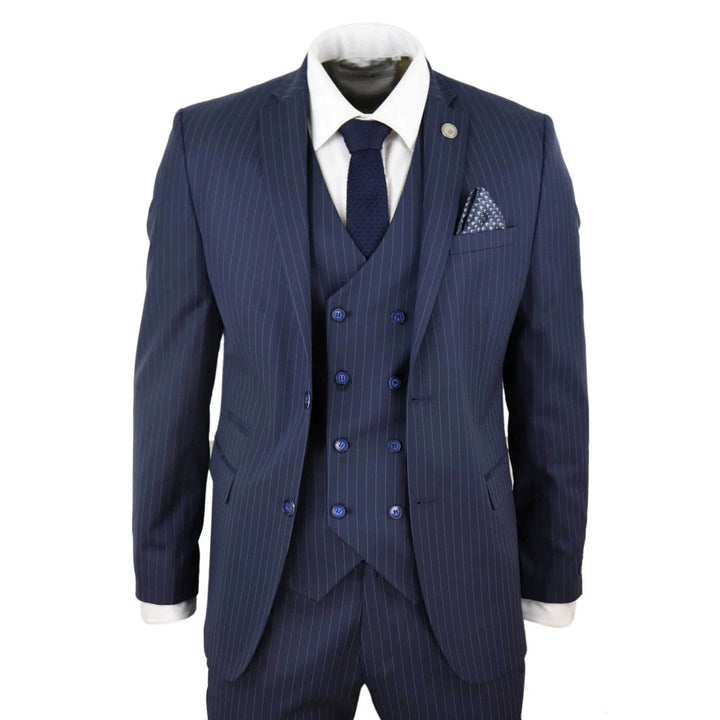 Formal Men's 3 Pieces Mens Suit Notch Lapel Striped Tuxedos (Blazer+Vest+Pants) mens event wear