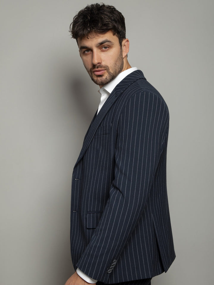 Formal Men's 3 Pieces Mens Suit Notch Lapel Striped Tuxedos (Blazer+Vest+Pants) mens event wear