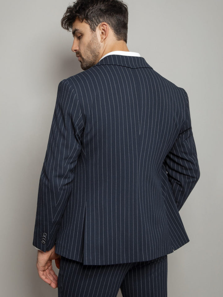 Formal Men's 3 Pieces Mens Suit Notch Lapel Striped Tuxedos (Blazer+Vest+Pants) mens event wear